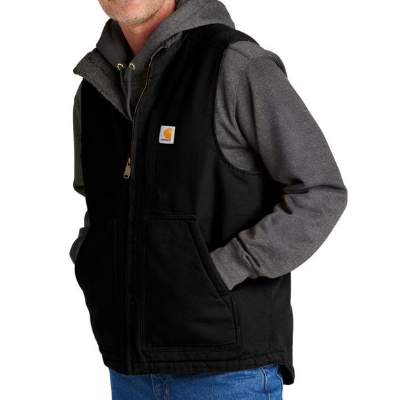 (NWT) Carhartt Sherpa Mens Vest Winter Coat Black - Picture 4 of 8